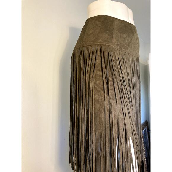Joyfolie Brown Fringe Midi Skirt - Picture 4 of 16